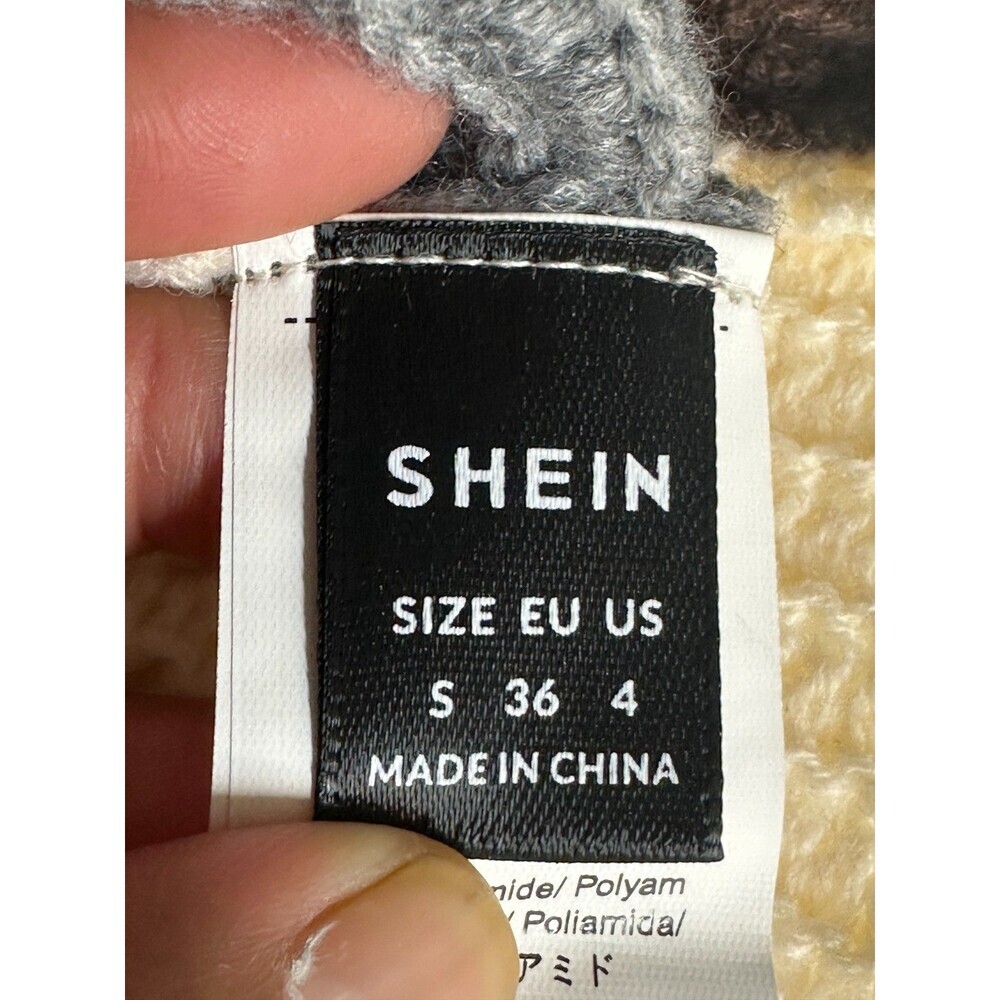 SHEIN Striped Knit Crop Top Size S Blue Brown Colorblock Tie Back Y2K Sweater - Picture 4 of 9